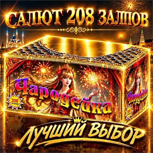 САЛЮТ 208 ДИНАМИЧНЫХ ЗАЛПОВ, ФЕЙЕРВЕРК ЧАРОДЕЙКА (веерный) OT5060